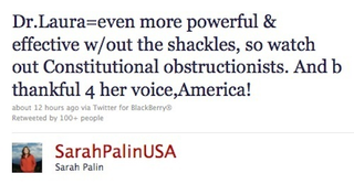 Illustration for article titled Noted Feminist Sarah Palin Offers Support To Noted Racist Dr. Laura